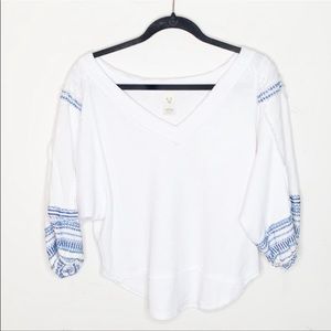 Free people puff peasant top - M